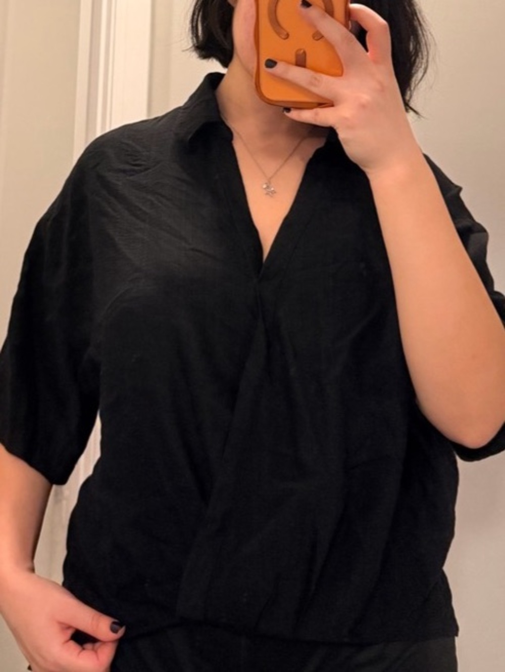 Rachel Roy Black Blouse Size Large Like New